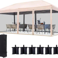 10'x20' Pop up Canopy Tent with Netting, Instant Screen House Room Outdoor Party Event Gazebo Screened - Waterproof &amp; 6