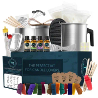 Free shipping US Candle Making Kit, Soy Wax, 16 Color Dyes, Thermometer, Tins, Wicks, Melting Pot