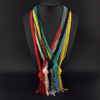 波西米亞風手工編織米珠氣質時尚毛衣鏈 外貿韓版百搭項鏈配飾女