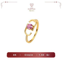 Cincin Emas Bypass Permata Pink 8K Terbaru Njs - Sinar Fajar