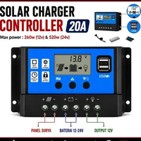 Solar Charger Controller 20A LCD LED Display Solar PWM USB Solar Panel Charge
