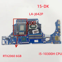 LA-J642P for HP Gaming 15-DK Laptop Motherboard with i5-10300H CPU GTX1650TI RTX2060 6GB GPU M11452-001 100%Tested OK