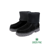 【GREEN PINE】寒流必穿麂皮針織感女短靴黑色(00187086)