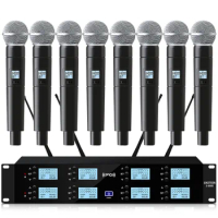 Wireless Microphone Handheld Microphone Professional 8Ch UHF System for Karaoke KTV Live Stage Performance Teaching Conference