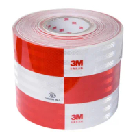 3M Reflective Fabric Retro PVC Strip Diamond for Vehicle Car 2inch White and Red Sticker Sew on Clothes Reflective Tape