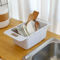 加深廚房可伸縮水槽瀝水架濾水瀝水籃多功能塑料碗碟架水果洗菜盆