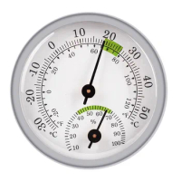 Indoor Outdoor Thermometer Hygrometer Round Transparent Plastic Dial Mini Hygrometer Gauge No Battery Required
