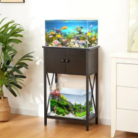10 Gallon Fish Tank Stand with Cabinet, Double Aquarium Stand for 10 &amp; 5 Gallon Fish Tank, Heavy Metal Stand