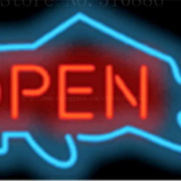 Fish Open neon sign Handcrafted Light Bar Beer Pub Club signs Shop Business Signboard diet food diner break 17"x14"