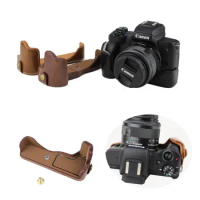 3 color PU Leather Camera Case Bag For Canon EOS M50 M50 Mark II EOSM50 Half Body Cover Open battery Black Coffee Brown