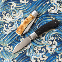 Folding Knife 9Cr18Mov Blade Carbon Fiber Cowbone Handle Camping Outdoor Pocket Hunting Knife EDC Kitchen Fruit Knife