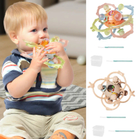 Sensory Teether and Rattle Toy for Baby Development - Multi-Textured Soothing Grasp Ball with Silico
