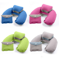 雙層充氣U型枕附收納袋 優質充氣枕 充氣頸枕 U型午睡枕 旅行枕頭 贈品禮品