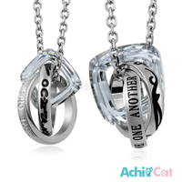 AchiCat 情侶對鍊 情人節禮物 珠寶白鋼水晶男女情人項鍊 幸福圍繞 施華洛世奇元素 單個價格 C1318