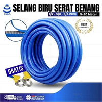 SSBO Selang Air Serat Benang Biru 5 - 20 Meter 1/2 5/8 3/4 Inch Anti Lumut Tebal 2mm Siram Kebun Tam