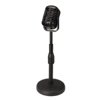 Classic Retro Dynamic Vocal Microphone Vintage Mic Universal Stand for Live Performance Karaoke Studio Record Black