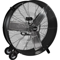 Comfort Zone 30” High-Velocity 2-Speed Direct-Drive Industrial Drum Fan, Metal Construction, Rubber Wheels