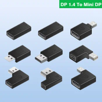 Displayport 1.4V To Mini DP Adapter Right Angled DP 8k/60Hz 4k 2K/165Hz Pass Through 90 Degree Angle Displayport 1.4 Converter