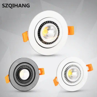 Dimmable COB led Downlight 7W 10W 15W 20W 360 Degree Rotation Round/Square Recessed LED Lamp With Driver AC85-265V