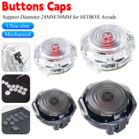 Buttons Caps Crystal Buckle Ultra-slim Mechanical Keycap Replacement Hitbox Button Support Diameter 24MM/30MM for HITBOX Arcade
