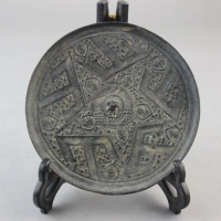 Fine antique Han Dynasty pentagonal bronze mirror