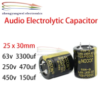 25x30mm 2pcs 63v 3300uf 250v 470uf 450v 150uf black Audio Electrolytic Capacitor For Hifi Amplifier Low