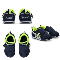 【asics 亞瑟士】IDAHO BABY KT-ES 4 小童鞋 兒童 布鞋 男 童鞋 走路鞋(1144A366-401 藍綠 巴黎 黏帶式)