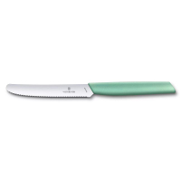 【Victorinox 瑞士維氏】SWISS MODERN 蕃茄刀和餐刀 11cm-綠(6.9006.11W41)