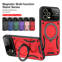 For Redmi Note 12 Pro 5G Case Full Lens Protection Magnet Cover Redme Note12Pro Note12 12Pro 360° Rotate Hidden Ring Stand Funda