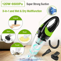 120W 12V 6500pa Car Vacuum Cleaner Handheld Vacuum Cleaner Wet &amp; Dry Dual Use Portable Vacuum Cleaners Auto for Home Office