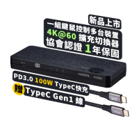 【-PX 大通】送100瓦 Type C USB3.2 Gen1線 to HDMI多電腦切換器KVM手機鏡射投影USB C(HKM-310PD)