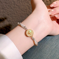 Golden Round Eight-Pointed Star Pearl Wrap Bracelet for Women 2025 New Light Luxury Niche Exquisite 