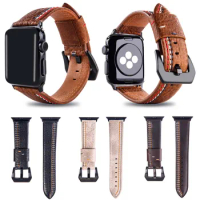 Handmade Stitching Genuine Leather Strap For iWatch 38/40mm 42/44mm Retro Watch Band for Apple Watch Series 5 4 3 2 1 Wristband