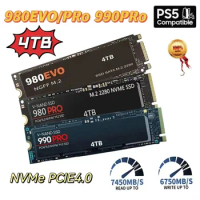 980PRO/990PRO/980EVO SSD NVME M2 Pcie Gen 4 7400Mb/s 4TB 2280 Heatsink SSD Disk Drives Internal For PS5 DIY Games Computer PS5