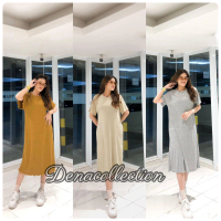 Naima Midi Dress Knit Rib Daster Santai Baju Nyaman Wanita Remaja Polos Daster Viral