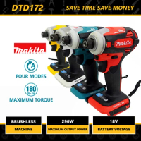 Makita DTD172 180NM Cordless Impact Driver LXT 18V BL Brushless Power Tools Motor Electric Drill Wood/olt/T-Mode Rechargeable