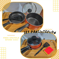 Teflon maxim set serbaguna antilengket free spatula Panci