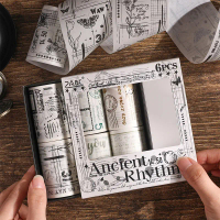 [Artopia] 1 Box Sticker Ancient Rhytmn Washi Tape Roll Aksen Goresan Kopi Stempel Foto