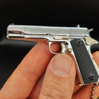 kid 1:3 Shell Eject Metal Keychain 1911 Model Toy Gun Miniature Alloy Pistol Collection Gift Pendant 2023 new boyfriend