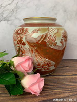 日本 九谷燒陶瓷花瓶 名家作 花開富貴  花瓶 花瓶擺飾 插