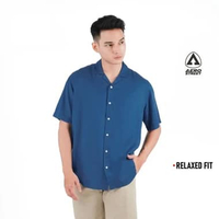 Aerostreet Kemeja Rayon Marva Prussian Blue Hawai Polos Cerah QABAA XXL