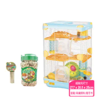【Marukan/Alice】小鼠豐富生活健康組/AE24遊戲鼠籠+高纖飼料+磨牙木(倉鼠籠 倉鼠飼料)