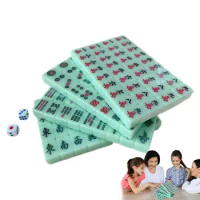 Mahjong Game Set Portable Lightweight Mahjong Sets With Clear Engraving Travel Accessories Tile Game Mini For Trips Schools