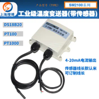 PT100 PT1000 platinum resistance DS18B20 current temperature transmitter 20mA sensor probe SM2100M switch