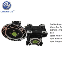 CHENYUE Double-stage Worm Gear Reducer CYRW30 + CYRW50 Input Bore Input 11mm Flange 63B5 Speed Ratio 4000:1