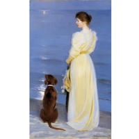 Peder Severin Kroyer oil paintings,Summer Evening at Skagen,Handmade famous painting reproduction,Picture decoration for home