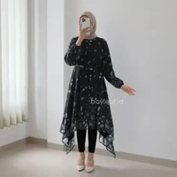 Bayleaf.id Roseli Atasan Tunik Motif Bunga L BLACK