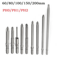 Bit Pemutar Skru Silang Elektrik, 60-200mm, PH0 PH1 PH2, Bit Pemacu Kesan Magnetik, 802