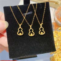 999 Pure 24K Yellow Gold Pendant Women 3D Gold Gourd Necklace Pendant