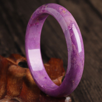 異象級-天然紫云母手鐲 女款 共生黃膠花鐲子 簡約圓鐲飾品